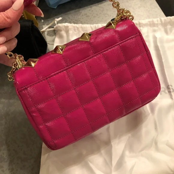 Pink Studded Leather Shoulder Bag - Picture 2 of 3